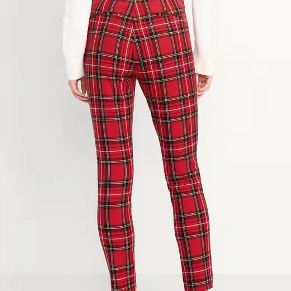 Old Navy Pixie High Rise Skinny Leg Pants Red/Black Plaid 10P - Picture 4 of 7